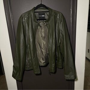 Fashion Nova Green Faux Leather Jacket